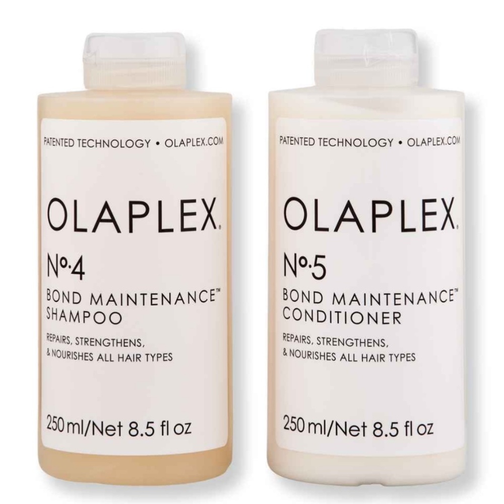 Olaplex no. 4 shampoo and Olaplex no. 5 conditioner